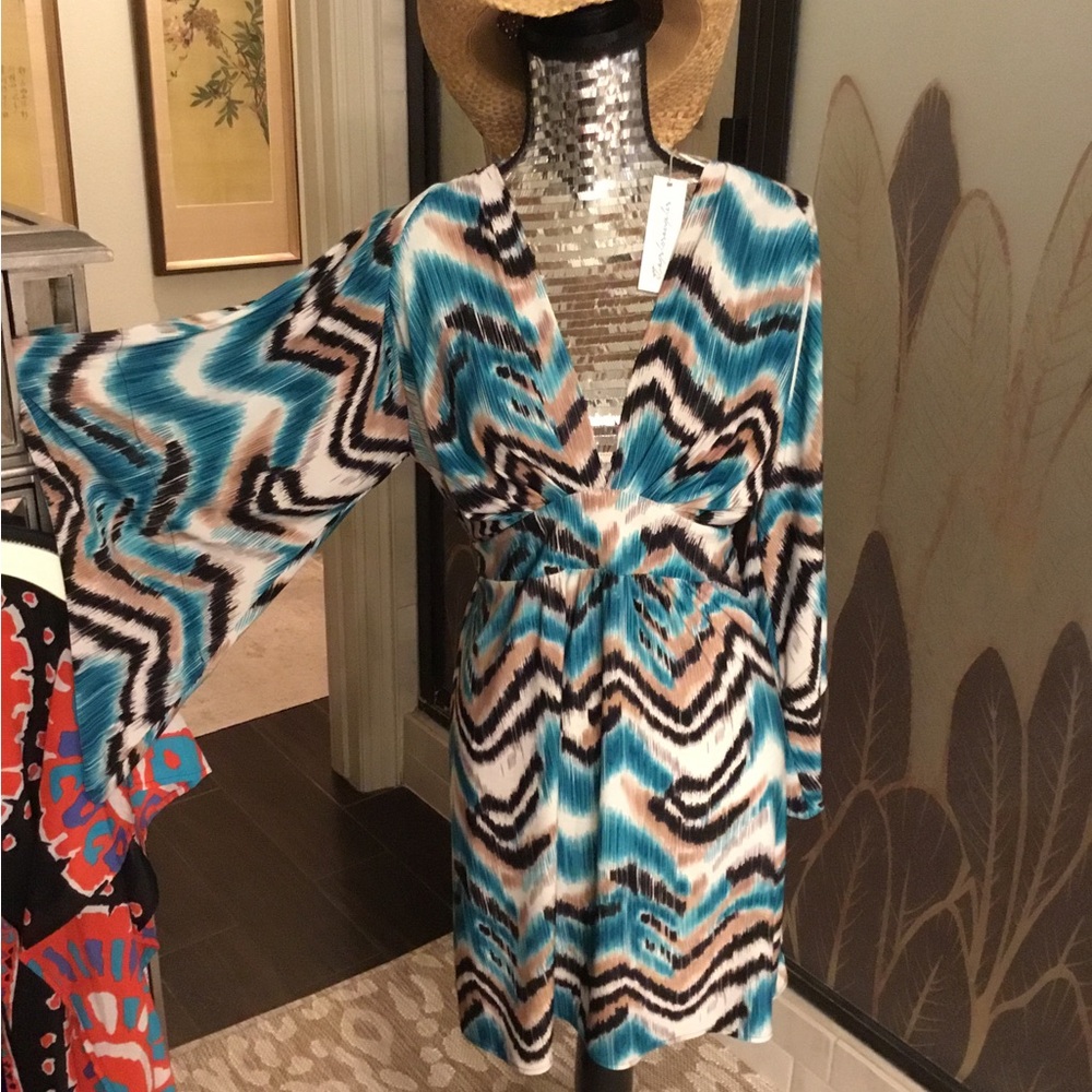 T Bags Log Angeles v neck dress size Medium. NWT